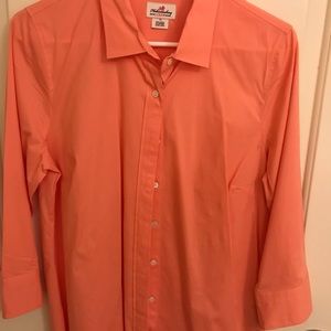 JCrew button-up coral blouse